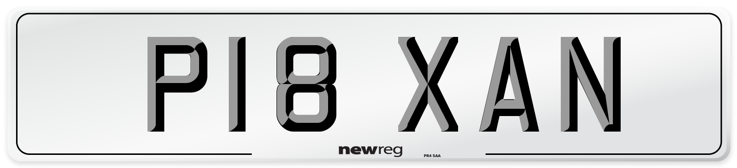 P18 XAN Number Plate from New Reg